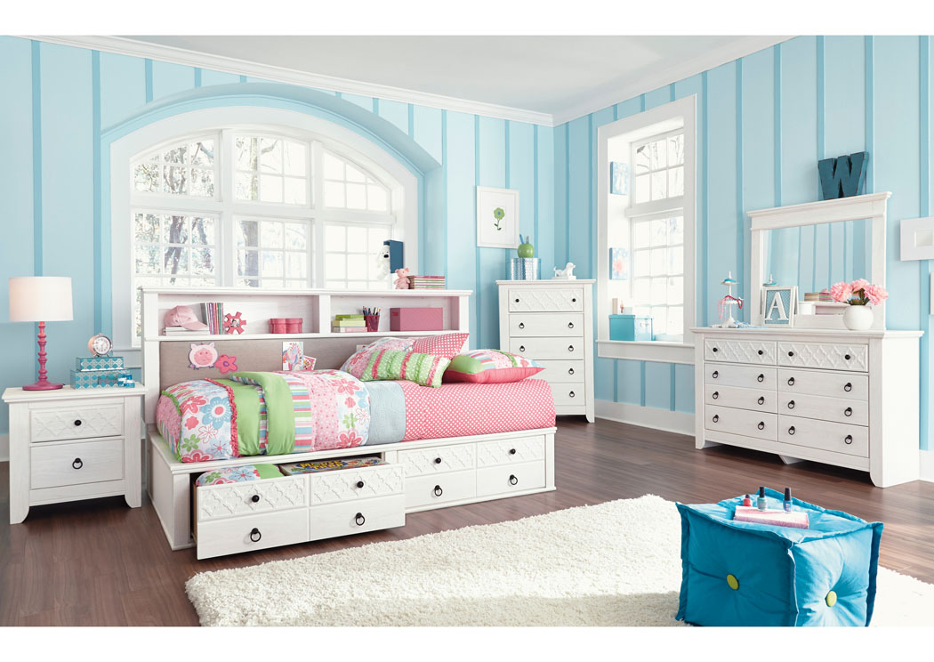 Iseydona Twin Bookcase Bed, Dresser & Mirror