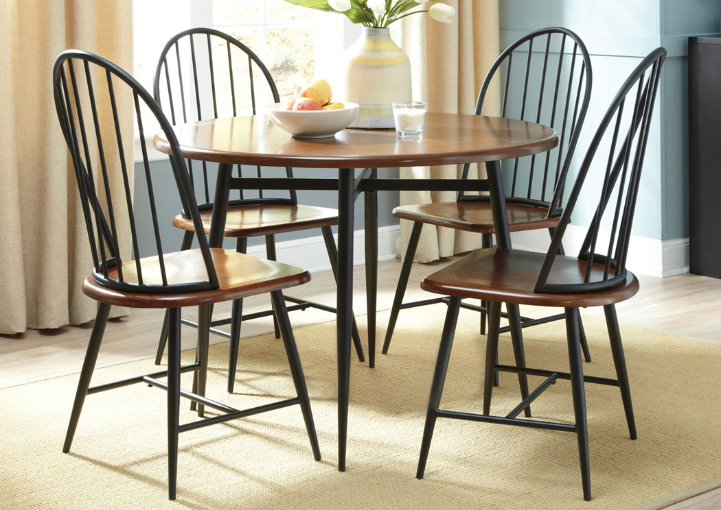 Shanilee Round Dining Table w/ 4 Black Side Chairs,Signature Design by Ashley