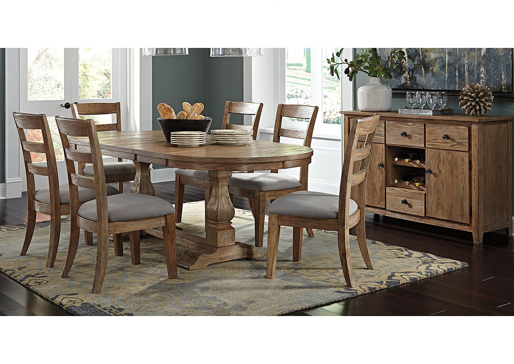 Danimore Oval Dining Room Extension Table w/ Server & 6 Side Chairs,Signature Design by Ashley