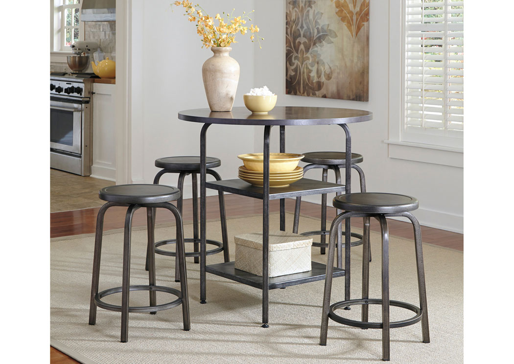 Hattney Round Counter Height Table w/ 4 Swivel Barstools,Signature Design by Ashley