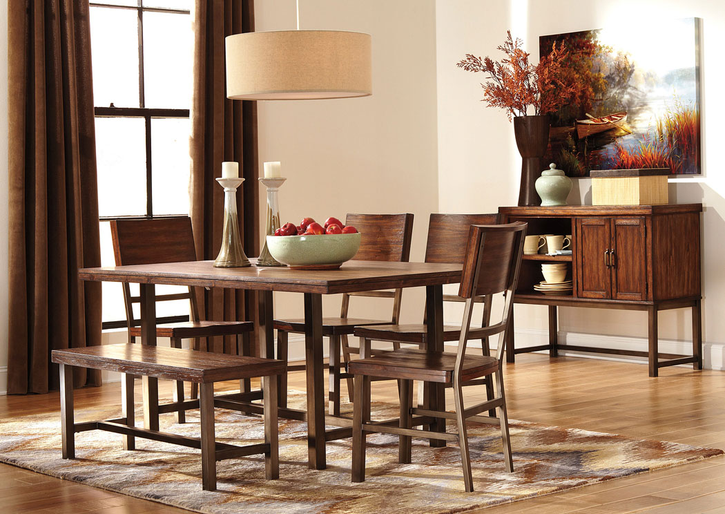 Riggerton Rectangular Dining Table w/ 4 Chairs & Bench,Signature Design by Ashley