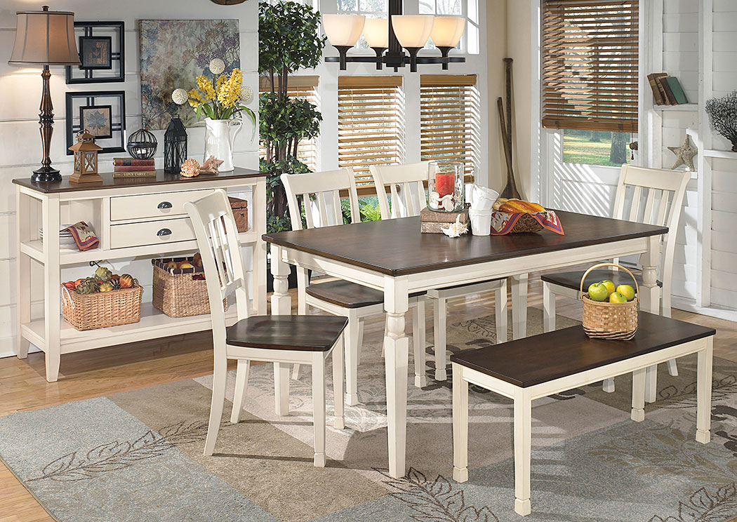 Whitesburg Rectangular Dining Table w/ 4 Side Chairs & Bench
