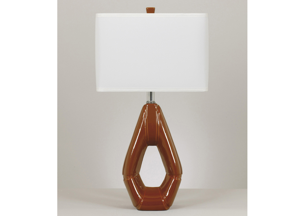 Rumiko Burnt Orange Ceramic Table Lamp (Set of 2),Signature Design by Ashley