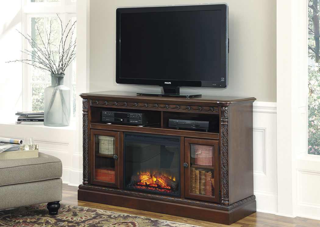 North Shore Large TV Stand w/ LED Fireplace Insert,Millennium