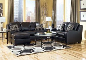 Image for Devin DuraBlend Black Sofa Chaise & Loveseat