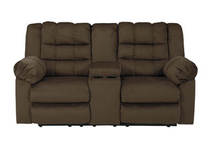 Mort Umber Double Reclining Loveseat w/Console,Signature Design by Ashley
