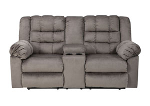 Mort Charcoal Double Reclining Loveseat w/Console,Signature Design by Ashley