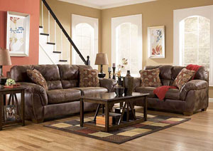 Image for Frontier Brown Sofa, Loveseat, Chair & Ottoman