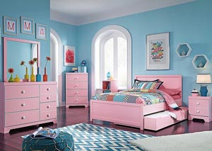 Image for Bronett Full Panel Trundle Bed, Dresser, Mirror, Chest & Night Stand