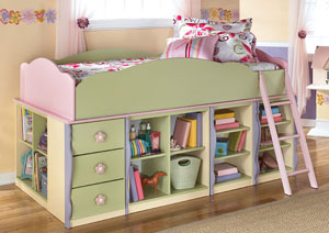Doll House Twin Loft Bed, Dresser & Mirror