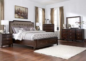 Larimer Queen Storage Bed, Dresser, Mirror, Chest & Night Stand