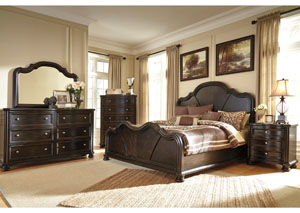 Shardinelle Queen Panel Bed, Dresser, Mirror & Chest