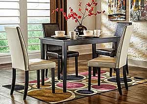 Kimonte Rectangular Dining Table w/2 Dark Brown Chairs & 2 Ivory Chairs,Signature Design by Ashley