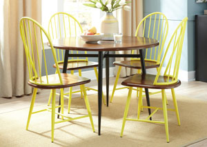 Image for Shanilee Round Dining Table w/ 4 Yellow Side Chairs