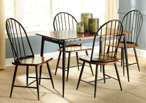 Shanilee Rectangular Dining Table w/ 4 Black Side Chairs