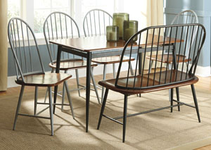 Image for Shanilee Rectangular Dining Table w/ 4 Gray Side Chairs & Black Double Dining Chair