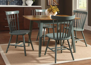 Bantilly Rectangular Drop Leaf Table w/ 4 Blue Side Chairs