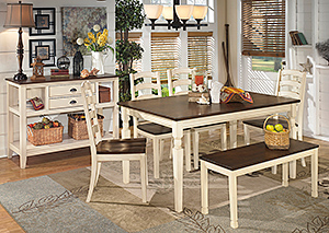 Image for Whitesburg Rectangular Dining Table w/ 4 Side Chairs & Bench