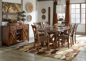 Image for Waurika Rectangular Extension Table w/ 6 Upholstered Side Chairs