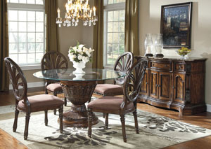 Image for Ledelle Round Glass Top Pedestal Table w/ 4 Side Chairs