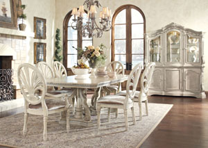 Ortanique Rectangular Dining Table w/ 4 Side Chairs & 2 Arm Chairs