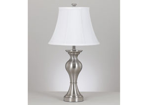 Rishona Brushed Silver Table Lamp (Set of 2),Signature Design by Ashley