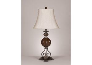 Image for Pewter & Wood Finish Olsa Poly Table Lamp (Set of 2)