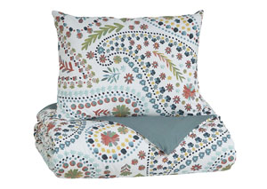 Danniell Pink/Aqua/Orange Twin Comforter Set,Signature Design by Ashley