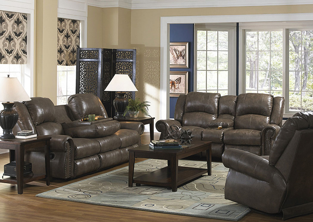 top grain leather reclining sofa with console
