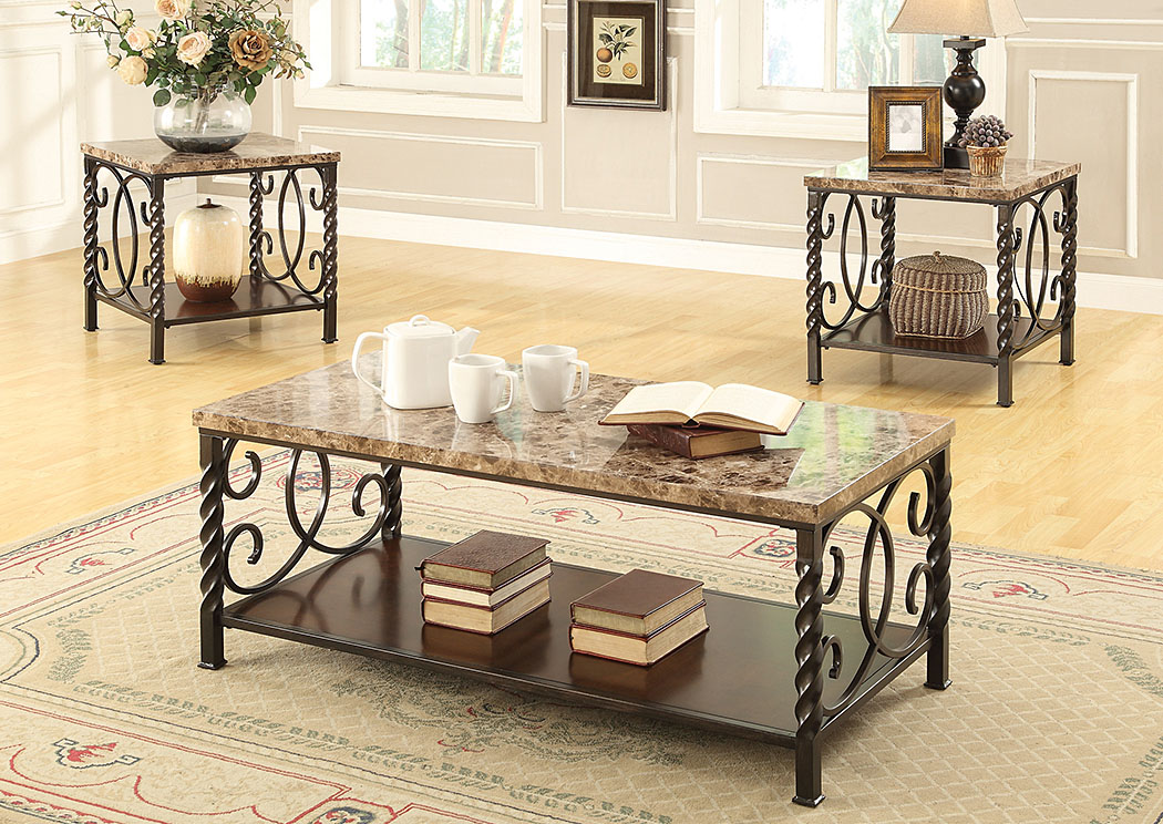Hot Buys Furniture Snellville, GA Dark Brown 3Pc Occasional Table Set