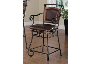 Brown & Black 24in Metal Bar Stool,Coaster Furniture