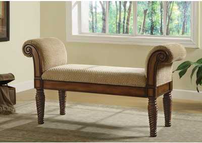 Beige & Brown Stately Upholstered Bench,Coaster Furniture