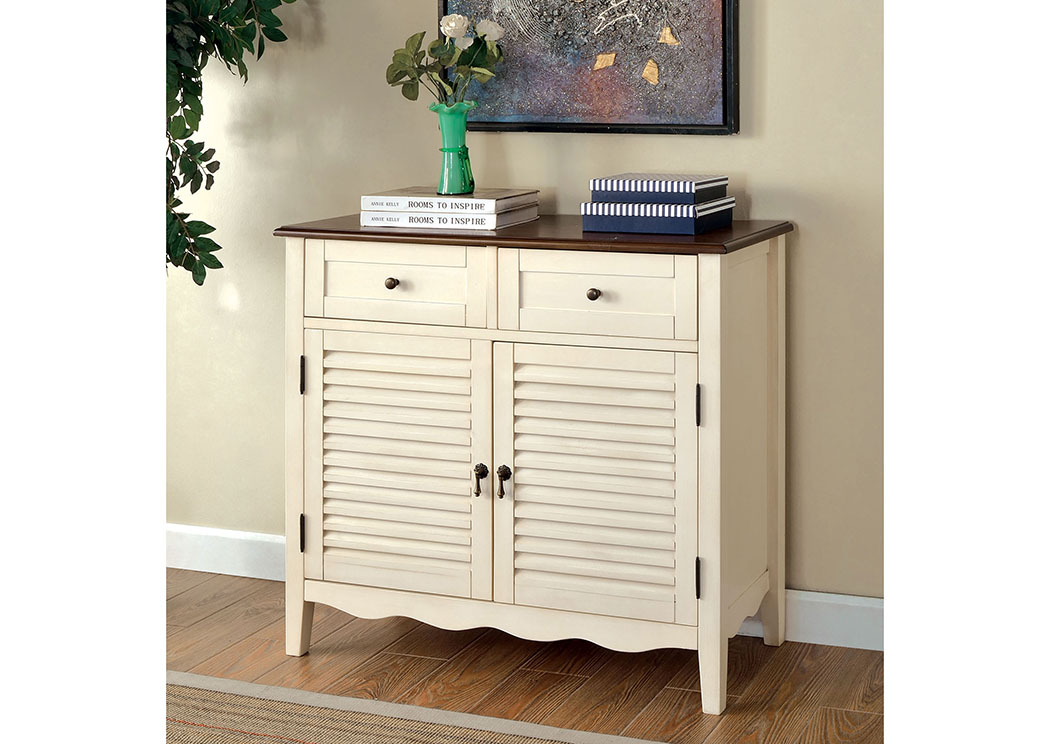 Council's Furniture Oleida White Louver Design 2 Door & 2 Shelves