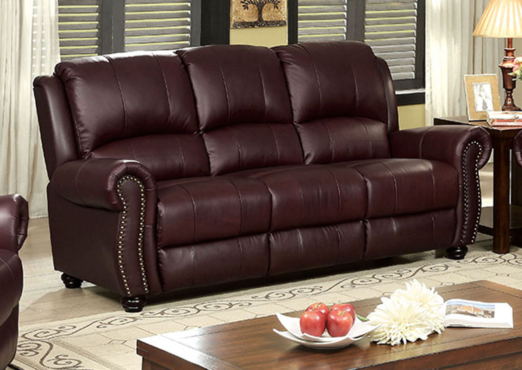 burgundy top grain leather sofa