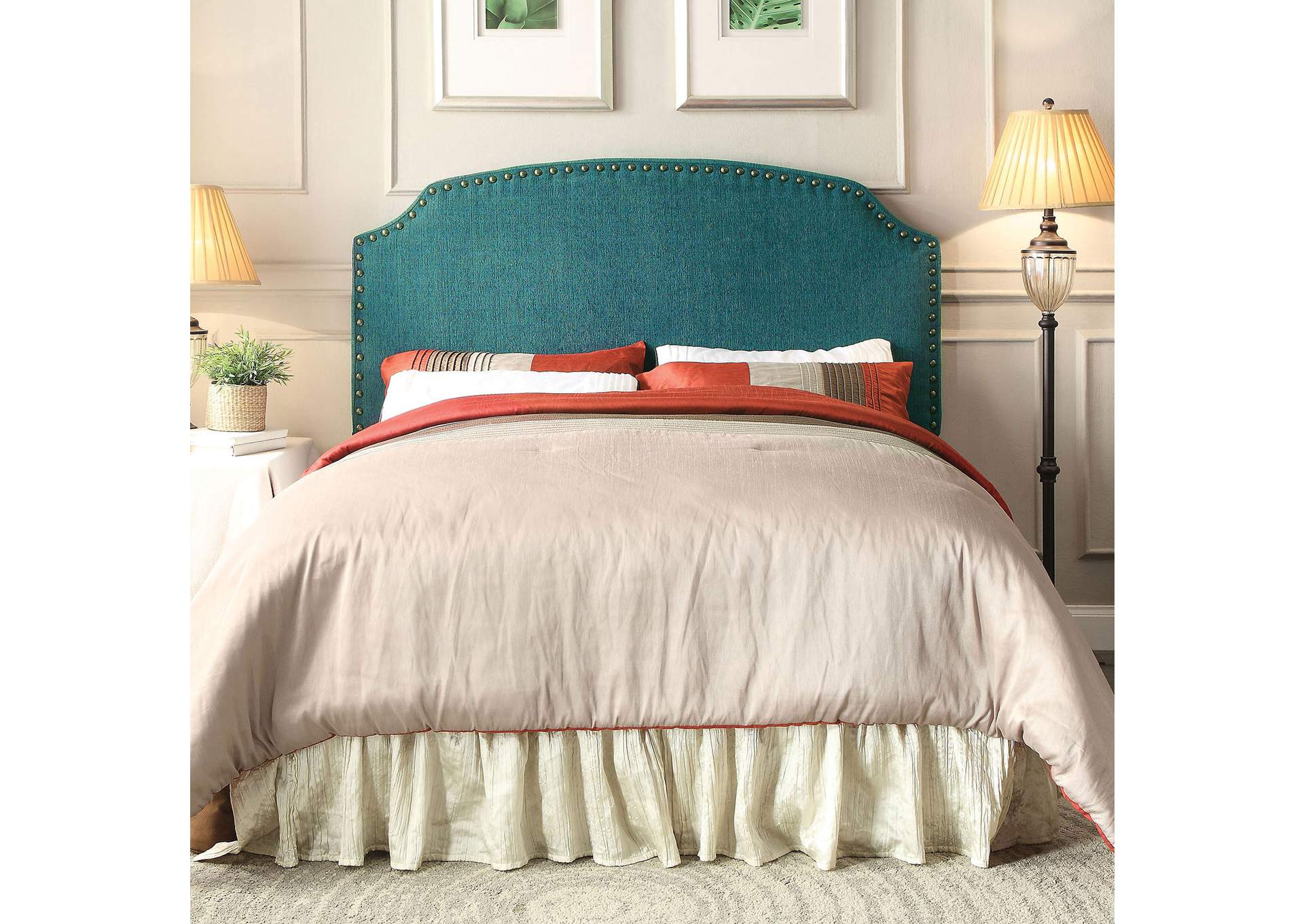 Best Buy Furniture and Mattress Hasselt Dark Teal King Upholstered Headboard