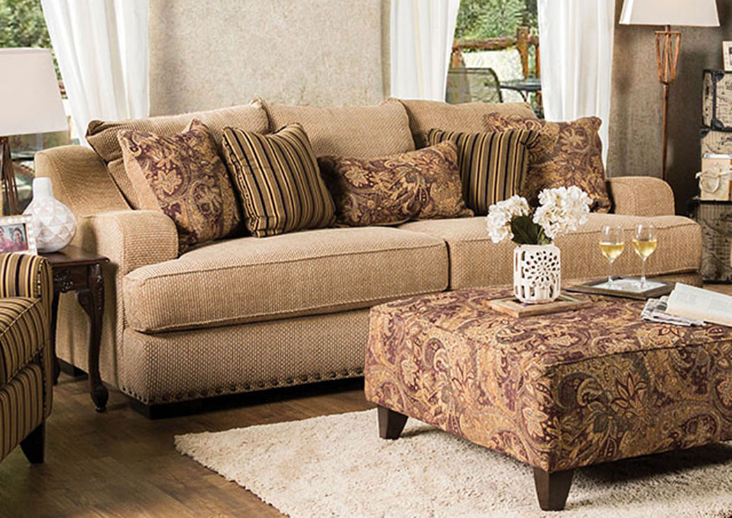 Best Buy Furniture and Mattress Arklow Tan Sofa w/Pillows