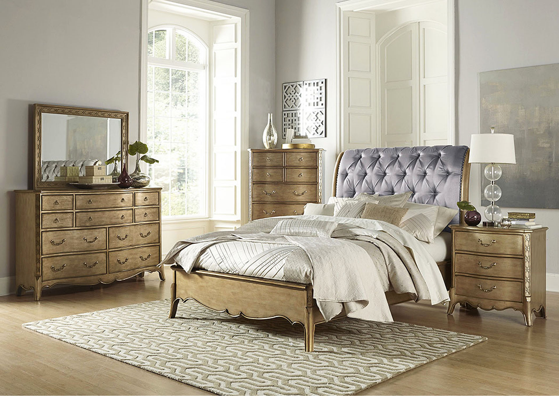 Long Furniture Rainbow City, AL Chambord Gold Upholstered Queen