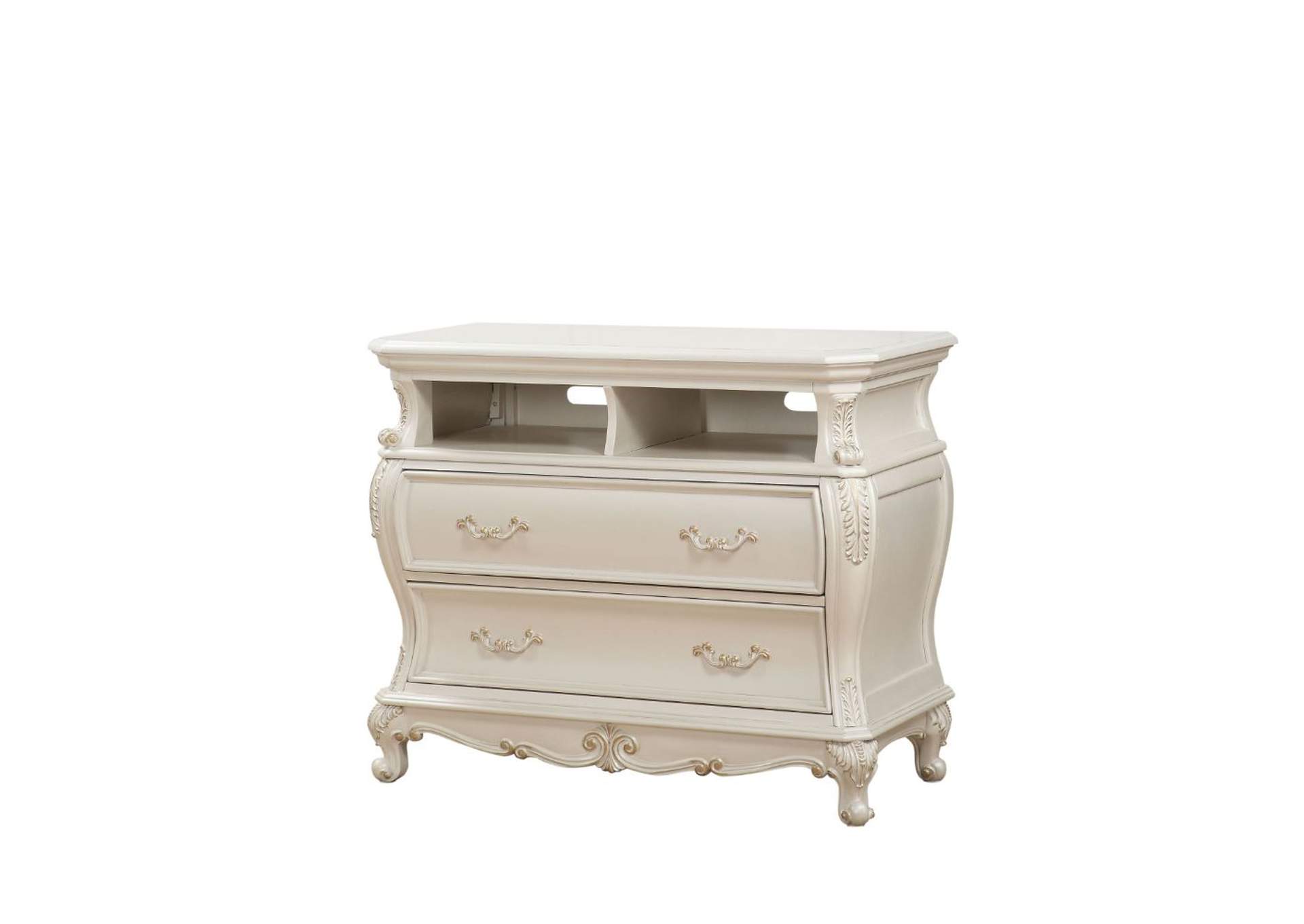 Goree S Furniture Opelika Al Chantelle Pearl White Tv Stand