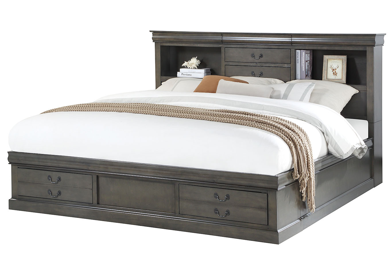 Louis Philippe III Gray Queen Bed Florissant Furniture