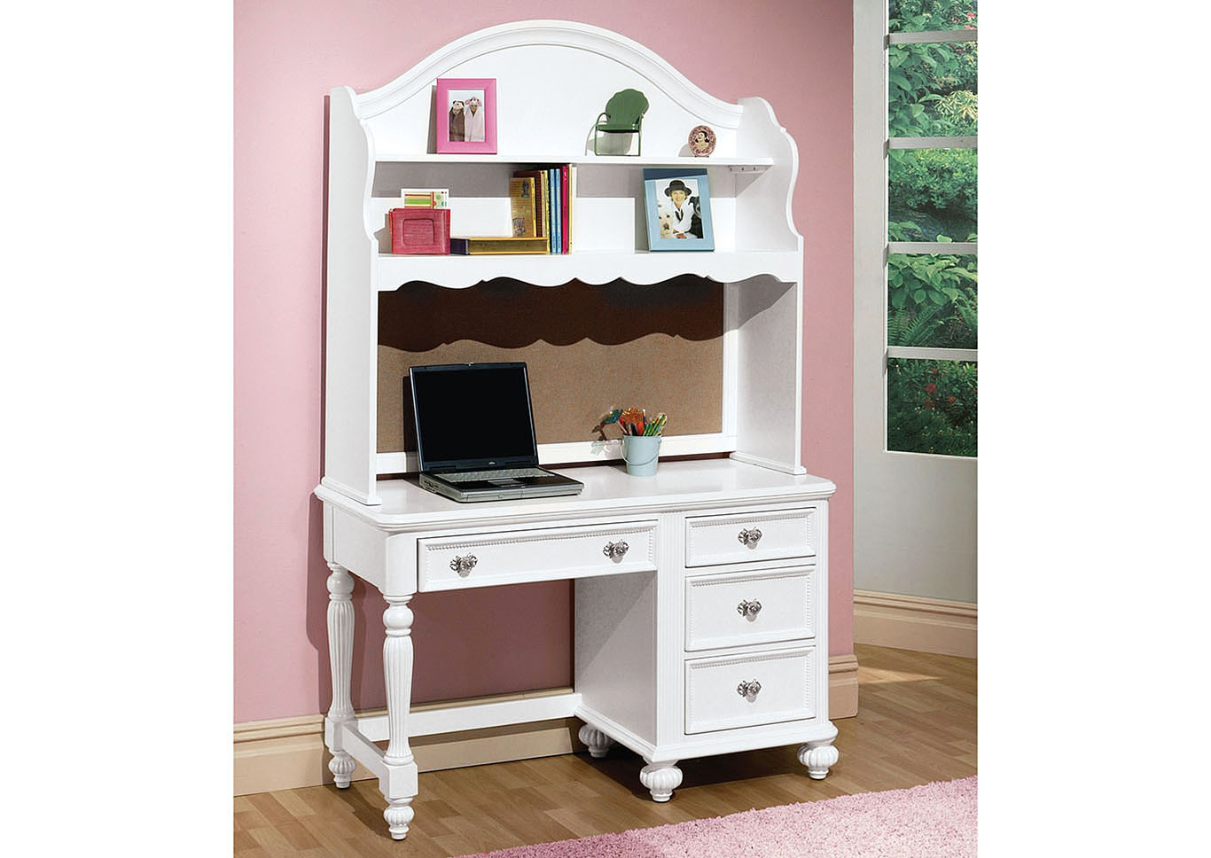 Sam S Furniture And Mattress Athena White Computer Desk W Hutch