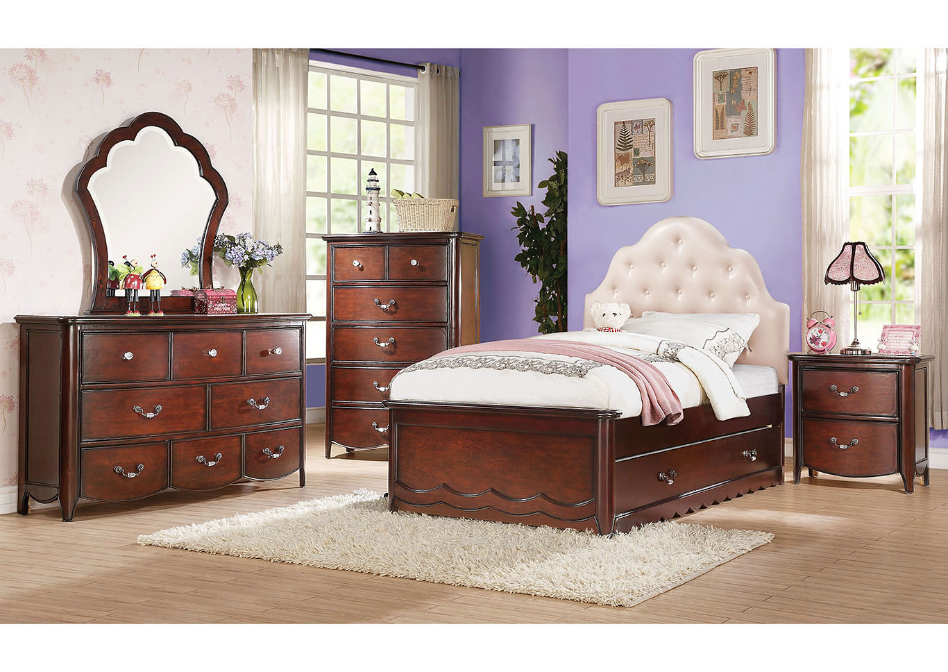 Goree S Furniture Opelika Al Cecilie Pink Cherry Twin Panel Bed