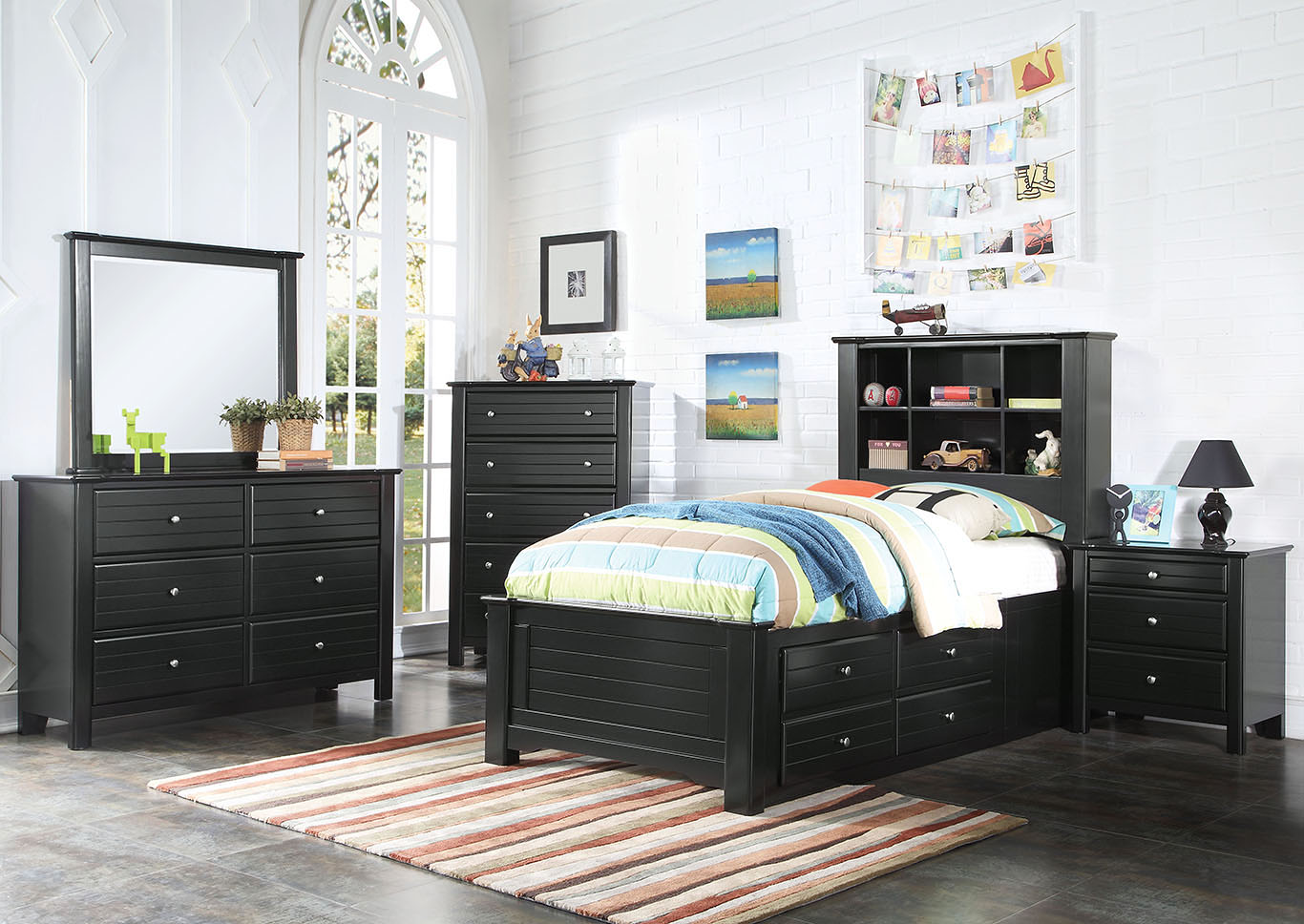 Ace Furniture And Decor Mallowsea Black Twin Storage Bed W Dresser