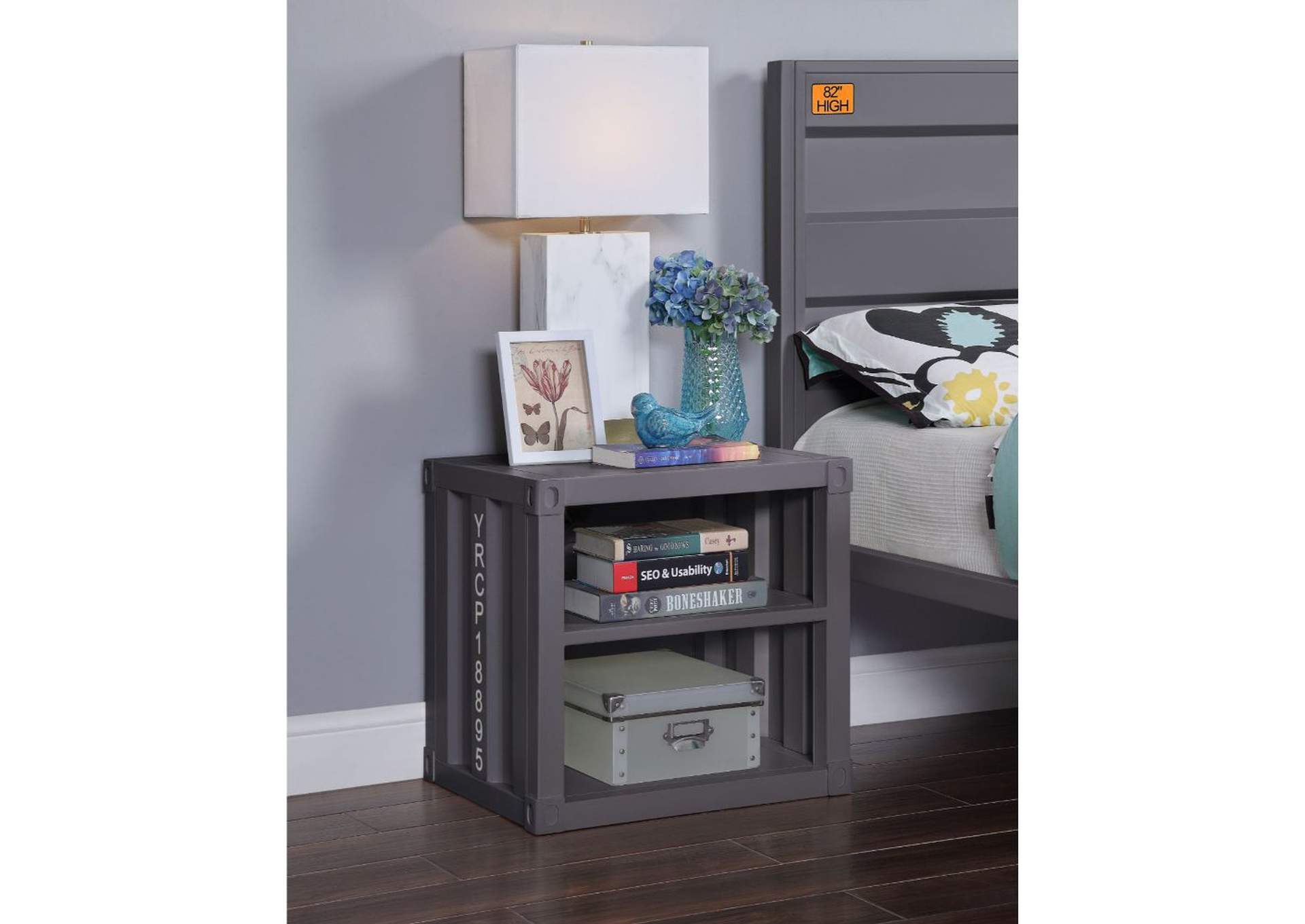 Cargo Gunmetal Nightstand Usb Wine Country Furniture