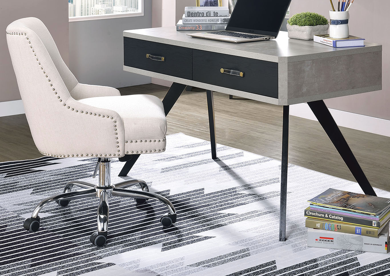 Just Furniture Magna Faux Concrete Black Desk