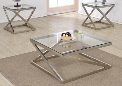 Spark Furniture Ollie Brushed Nickel End Table