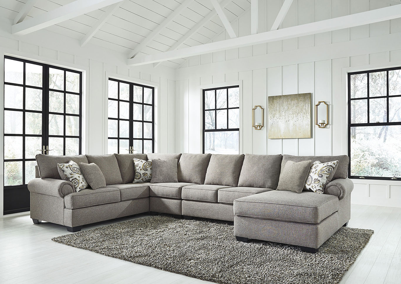 Bob S Discount House Renchen Pewter Raf Chaise Sectional