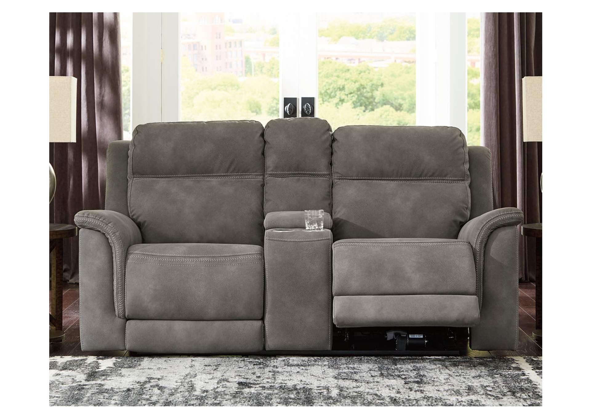 Next-Gen DuraPella Power Reclining Loveseat with Console Best Buy Furniture and Mattress