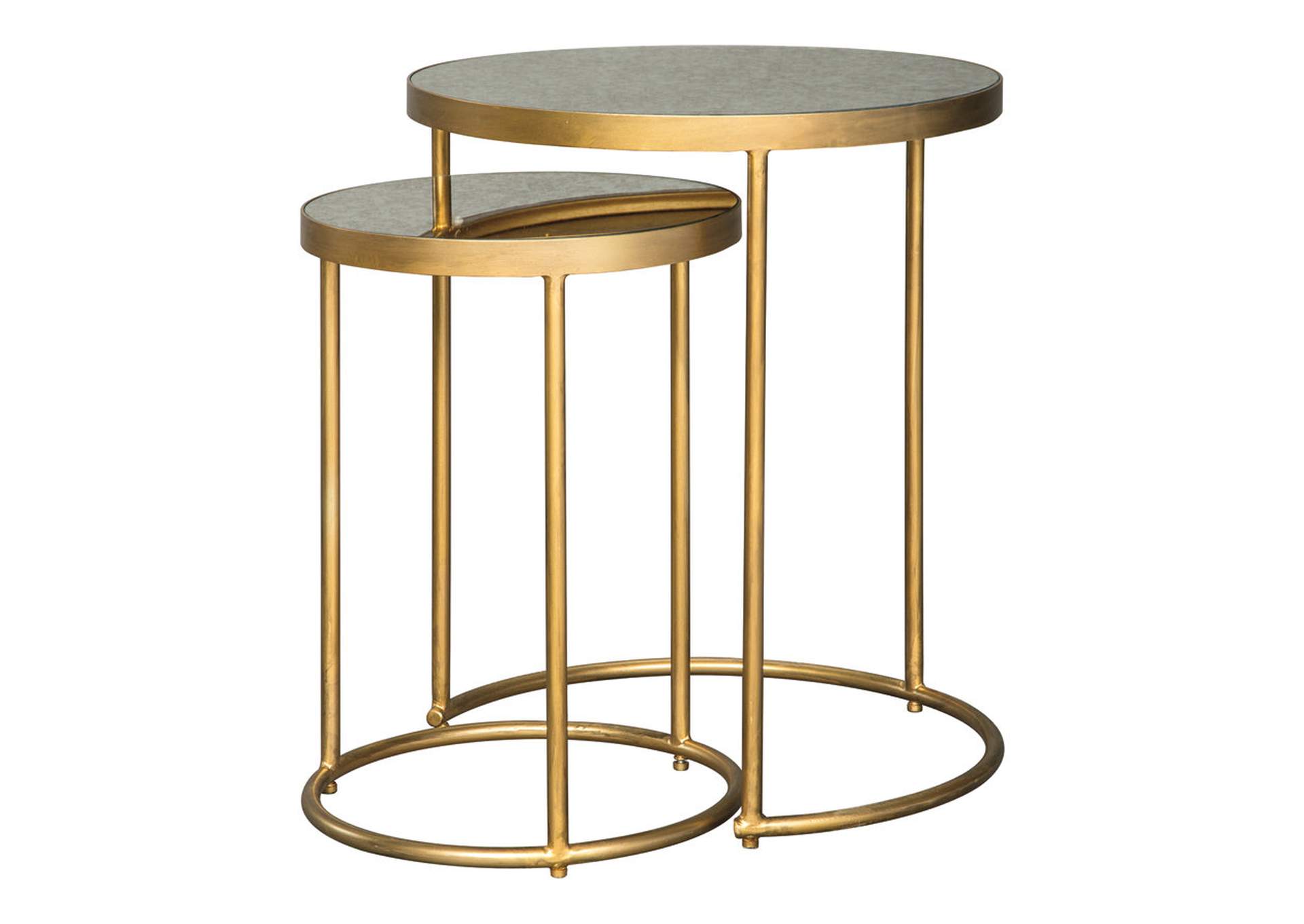 Majaci Gold Finish White Accent Table Set Of 2 Rossie Furniture Hammond La