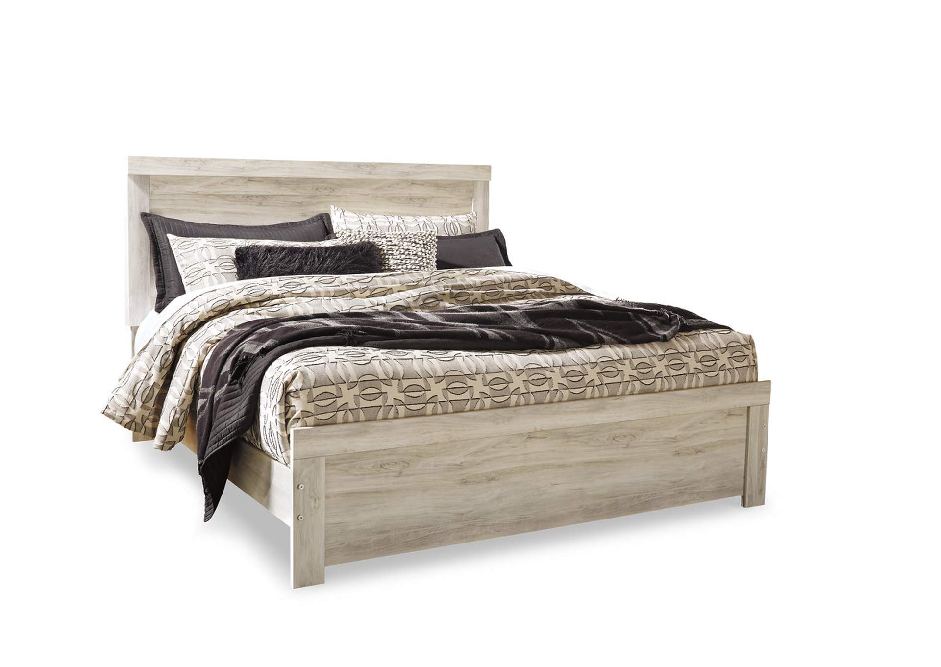 Curly S Furniture Bellaby Whitewash Oak King Panel Bed