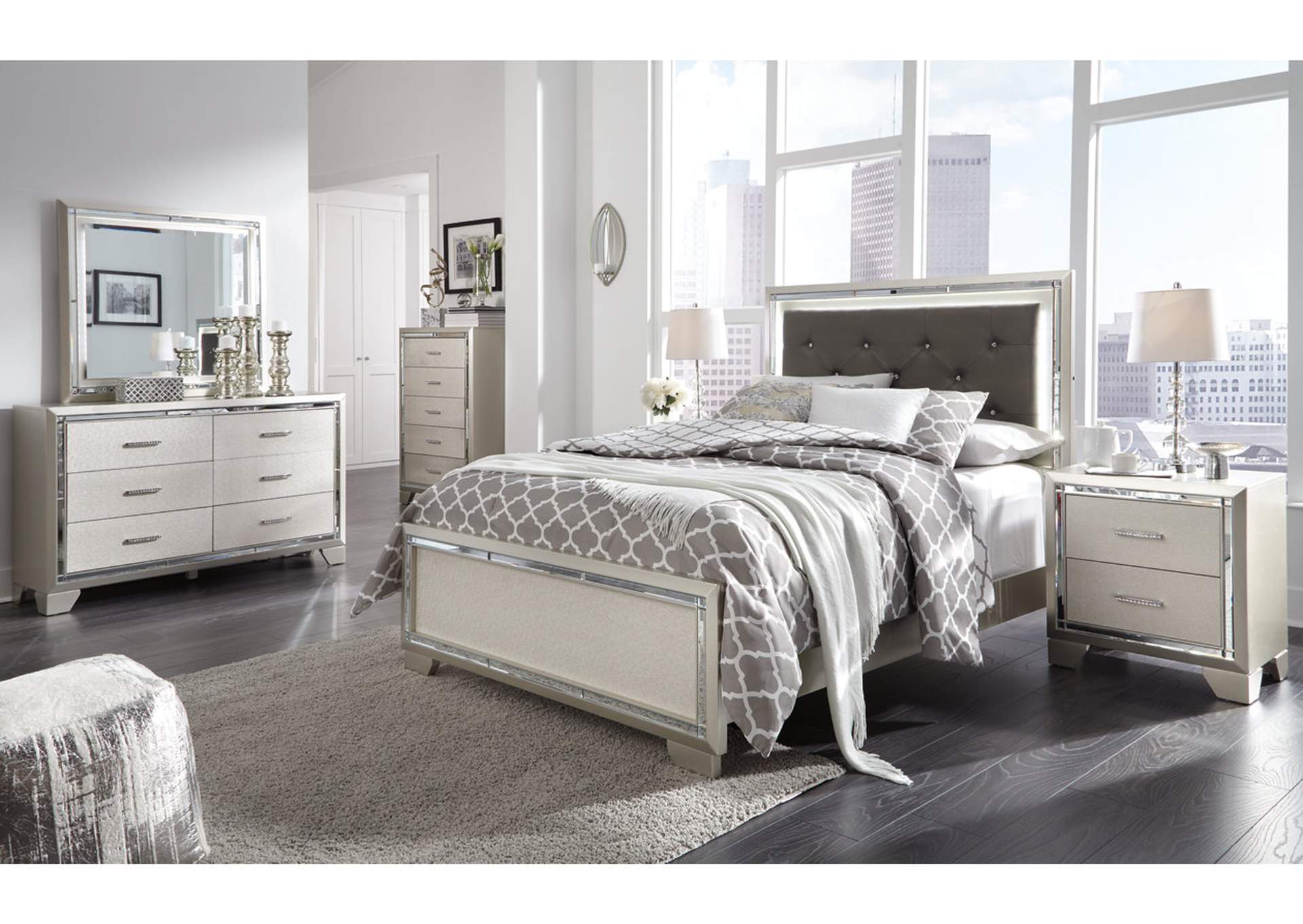 Overstock Furniture Tx Lonnix Full Panel Bed W Dresser Mirror